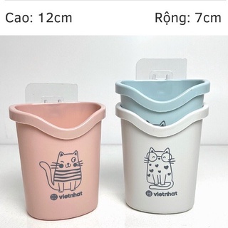 Cốc dán tường tiện ích Việt Nhật 6370, cốc để bàn chải kem đánh răng có lỗ thoát nước tiện lợi kèm miếng dán { H }