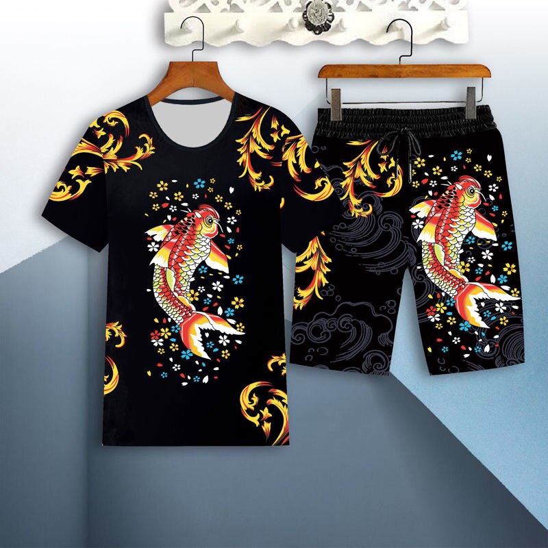 Bộ Đồ Thể Thao Áo Thun Tay Ngắn In Hình Hổ 3D Phối Quần Short Ôm Dáng Thời Trang Mùa Hè Mới Cho Nam