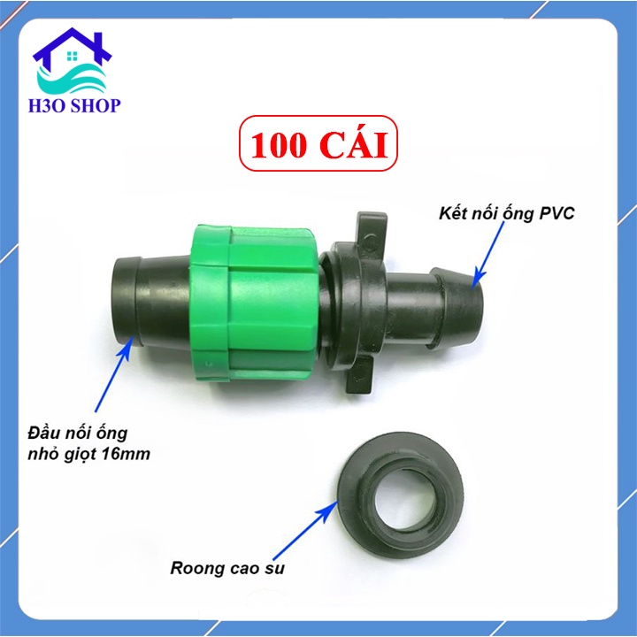 100 bộ khởi thủy ống nhỏ giọt dẹp 16mm kèm ron cao su, phụ kiện ống tưới nhỏ giọt