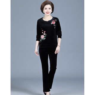 Bộ nhung cho bà cho mẹ mặc thu đông cực ấm cực xinh A1