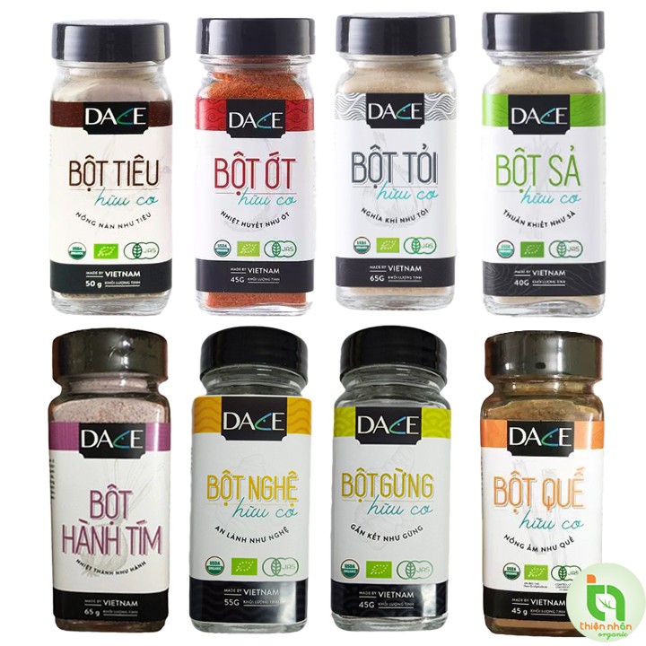 Gia vị hữu cơ Dace (bột gừng, hành, ớt, sả, tỏi, quế, nghệ, tiêu) | Shopee  Việt Nam