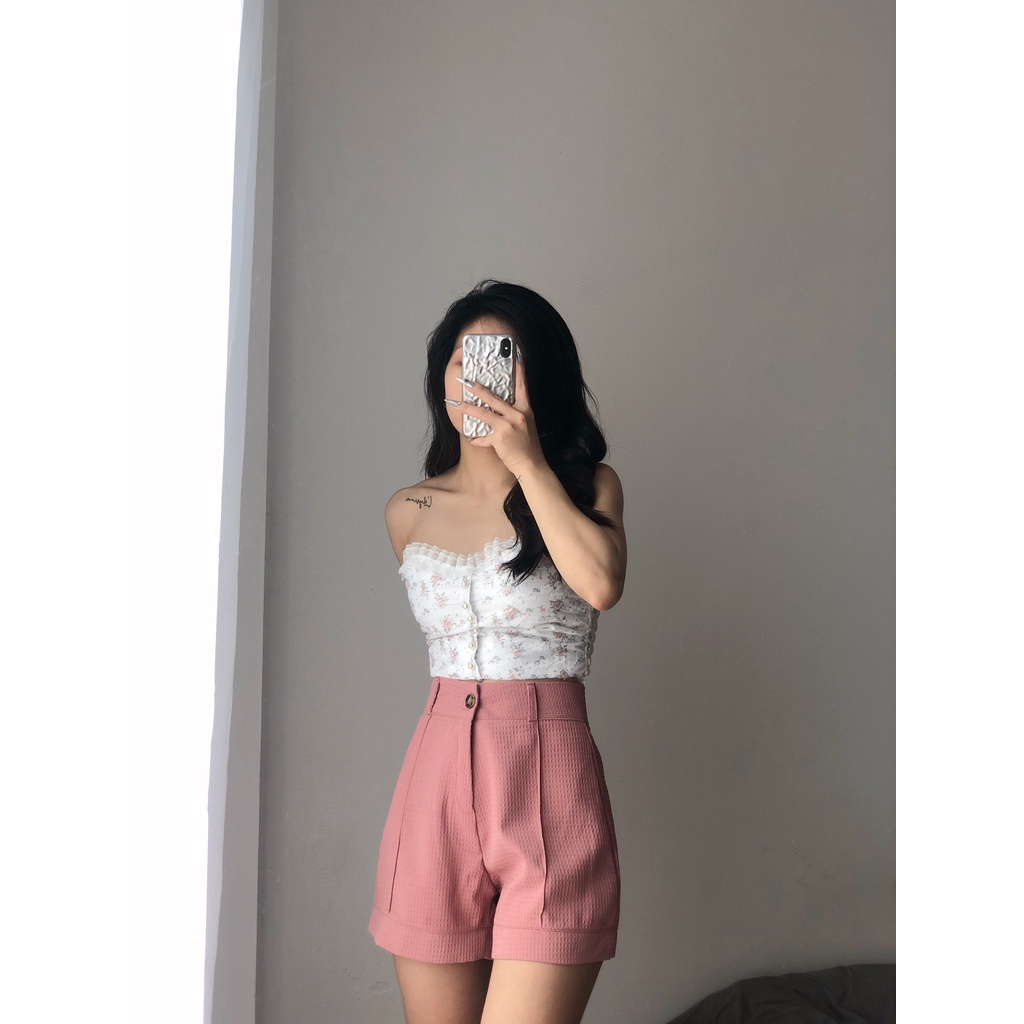 (Ảnh thật) Quần short tổ ong cạp cao gập gấu 4 màu the.sweaterweather TSW