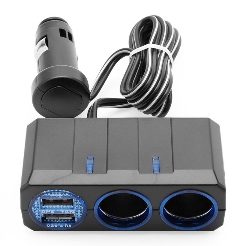 Bộ Chia Tẩu Ô Tô 2 Ổ Và 2 Cổng USB Có Dây AIRQ PZ-711 Phù Hợp Cho Nhiều Dòng Xe Ô Tô Xe Hơi