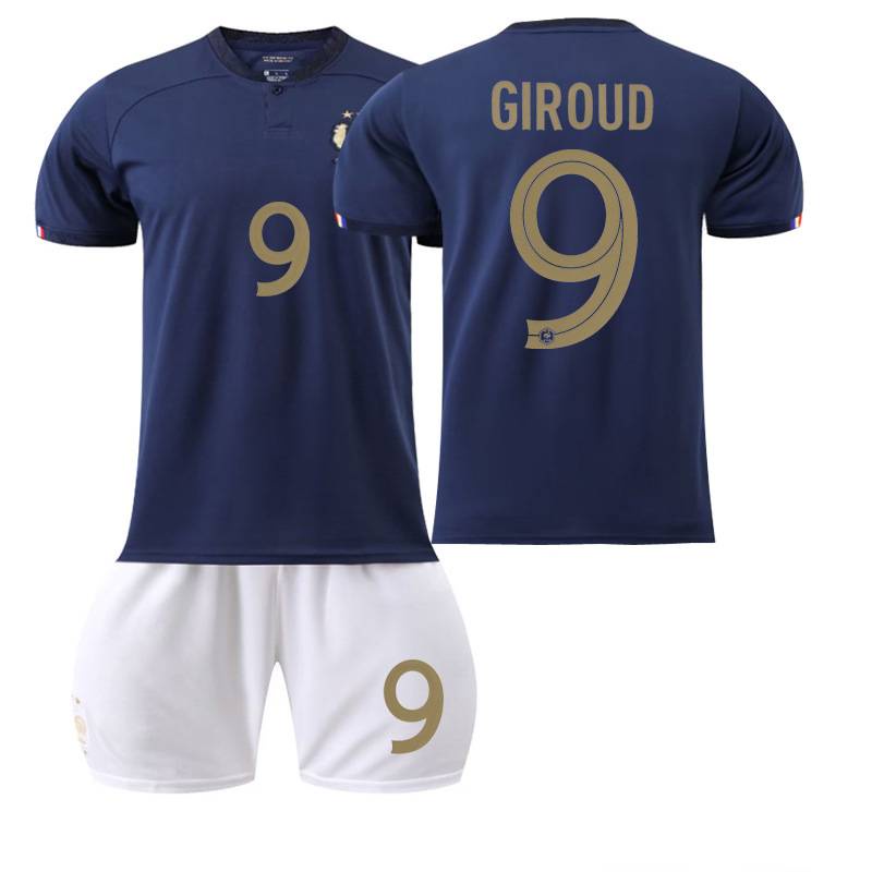 SY3 2 Cái / bộ 22-23 Pháp Áo thun bóng đá sân nhà Giroud Mbappe Dembele Benzema Tee Suit Player Edition YS3
