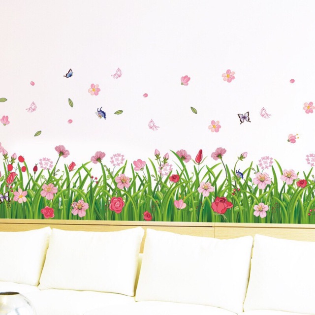Decal tranh dán chân tường vườn hoa | Shopee Việt Nam