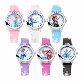 PS1 Bán dễ thương frozen Elsa trẻ em hoạt hình đồng hồ bé trai và bé gái Đồng hồ đông lạnh mặt số nhỏ đồng hồ thạch anh quà tặng đông lạnh B