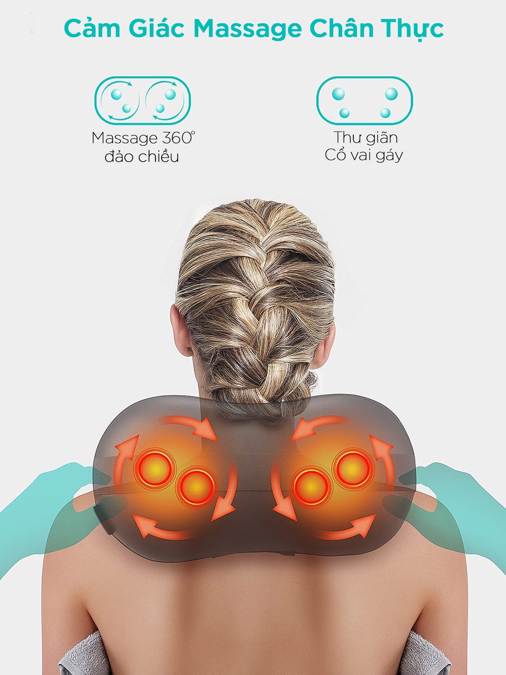 Mô tả Gối Massage Nhiệt Hồng Ngoại KINGTECH KP-315 - 4 Bóng Xoay - Chuyên Sâu Cổ Vai Gáy, Thắt Lưng - Chính Hãng - 2