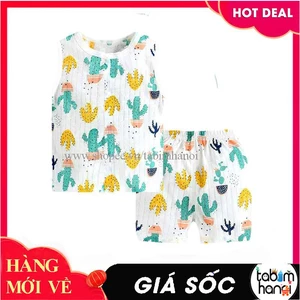 Đồ bộ quần áo ba lỗ cho bé trai và bé gái chất cotton giấy QATE245 - quần áo trẻ em từ sơ sinh đến 16kg