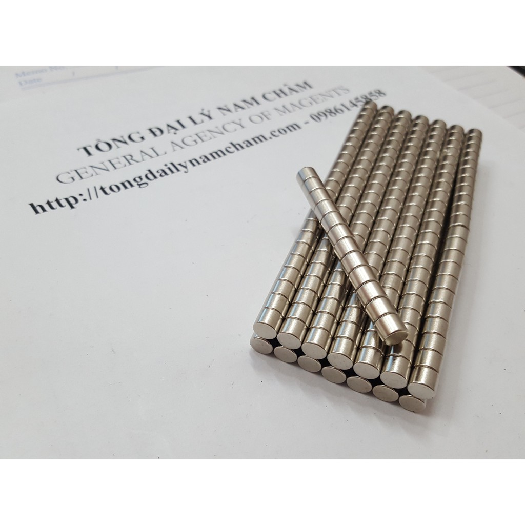 Nam châm viên 4x5mm trắng đất hiếm
