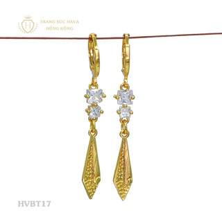 Bông Tai, Khuyên Tai Nữ Dáng Dài Đính Đá Trắng Xi Mạ Vàng 24k Cao Cấp - Trang Sức Hava - HVBT17