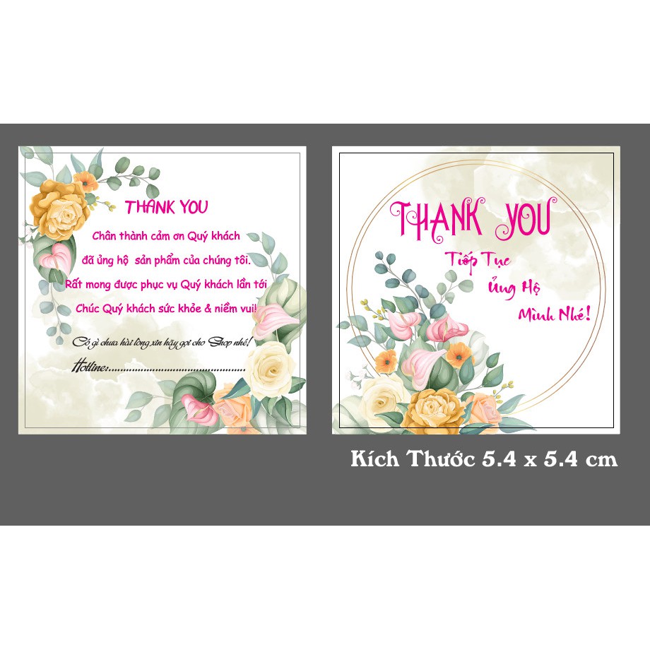 <GIÁ TẬN XƯỞNG IN> Thẻ cảm ơn, nhãn cảm ơn, THIỆP CÁM ƠN, THIỆP THANK YOU 100 nhãn giấy-NEW3