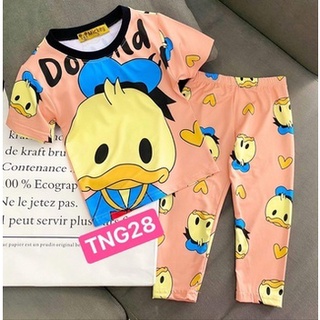 [7-12kg] Đồ bộ tay ngắn quần dài chất thun lạnh họa tiết đáng yêu size nhí