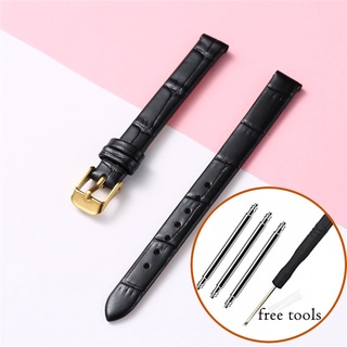 Dây Đeo Đồng Hồ Bằng Da Thật Kích Thước Nhỏ 8mm 10mm 12mm 14 16 18 20mm Kèm Khóa Kim Loại Màu Vàng Hồng Dành Cho Nữ