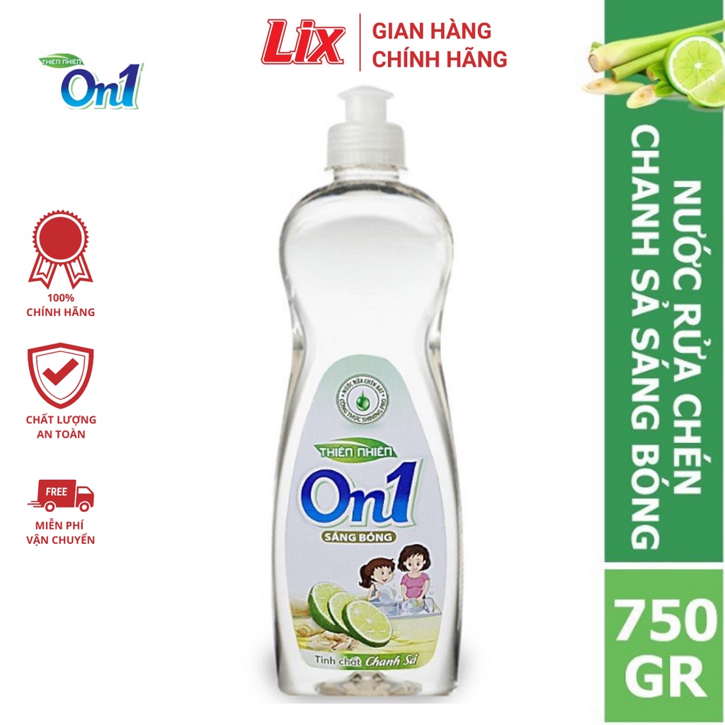 Nước rửa chén On1 hương chanh sả siêu sạch bóng vết dầu mỡ 750g N2504