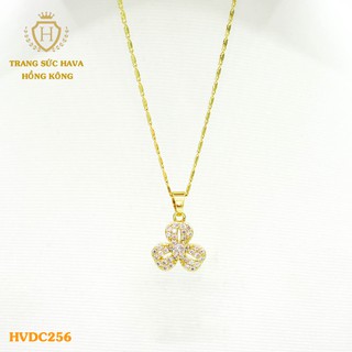 Dây Chuyền, Vòng Cổ Nữ Mặt Đính Đá, Titan Xi Mạ Vàng Non 24k Cao Cấp - Trang Sức Hava Hong Kong