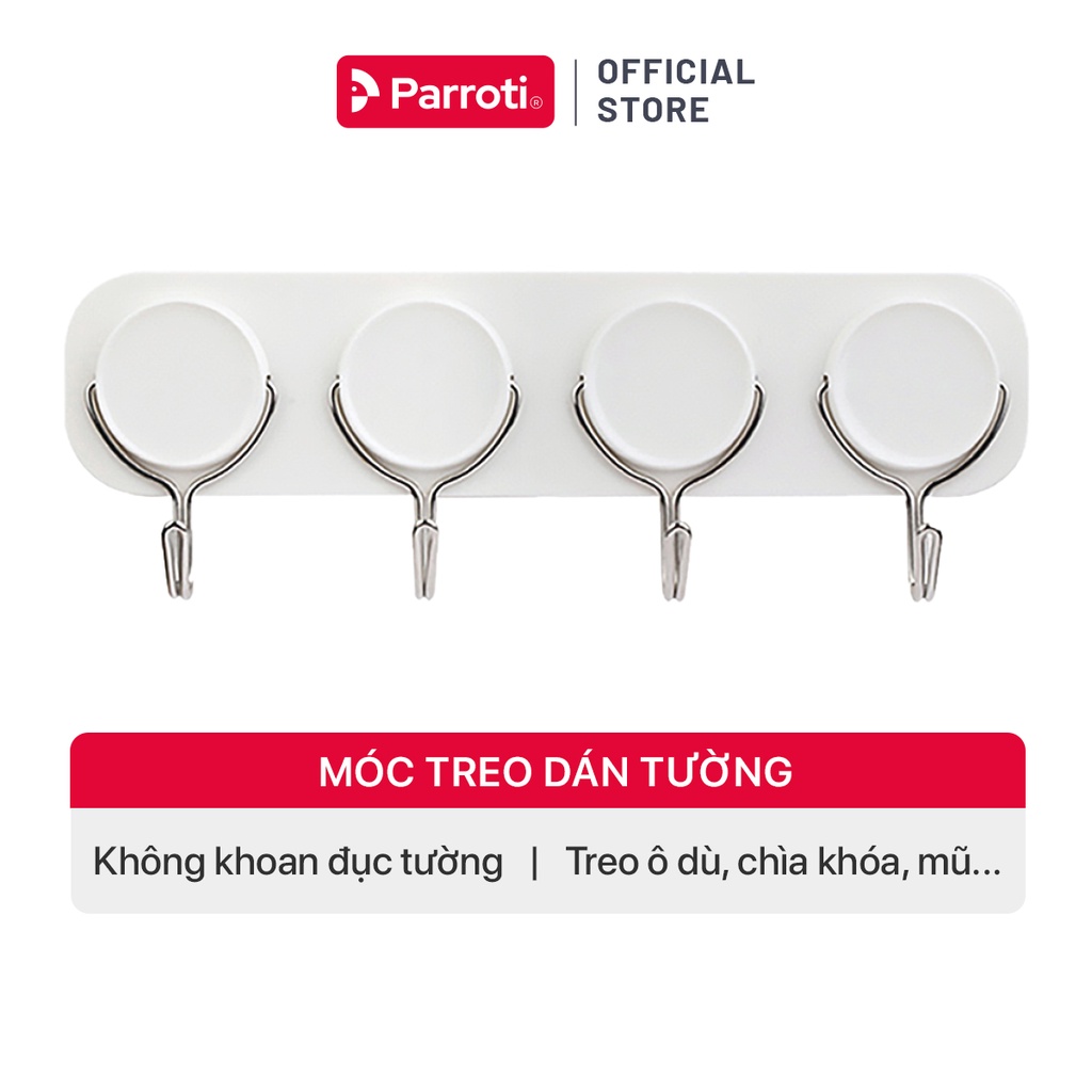 Ảnh Móc treo dán tường thanh 4 trong 1, treo ô, chìa khóa, đồ dùng nhà bếp -  Parroti Handy HD41 1