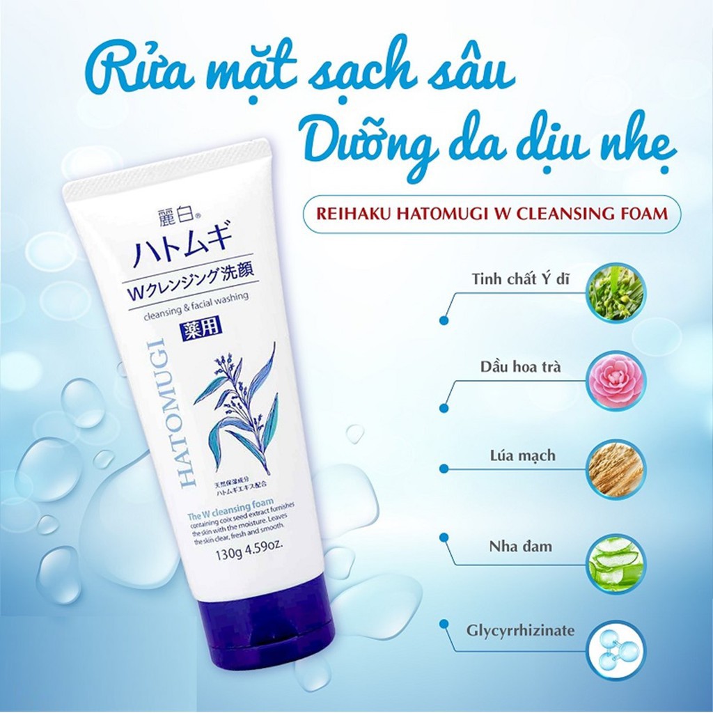 Ảnh Sữa Rửa Mặt Tẩy Trang Và Làm Sáng Da Reihaku Hatomugi Cleansing Foam 130g 4