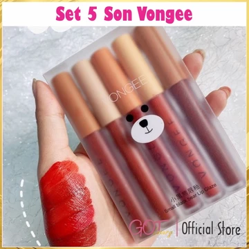Set son môi kem lì 5 cây VONGEE thiết kế độc lạ cực đẹp. Son tint siêu mềm, siêu lì, màu hot trend - Son nội địa Trung