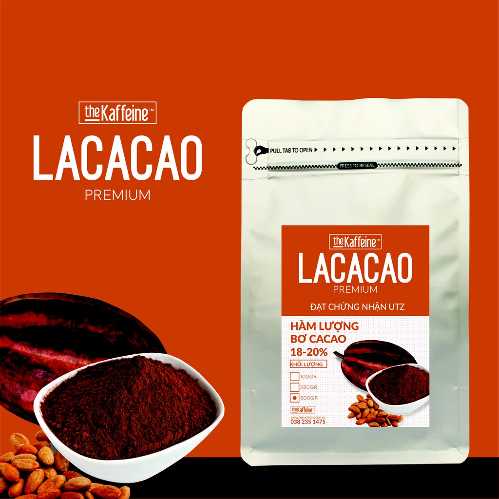 [Mã BMLTA35 giảm đến 35K đơn 99K] Bột Cacao Nguyên Chất LACACAO PREMIUM 100g The Kaffeine