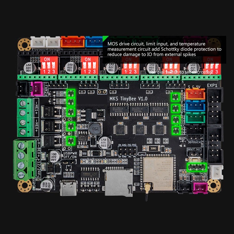 Moon MKS TinyBee Bo Mạch Chủ Bộ Điều Khiển Mainboard Hỗ Trợ Dual Core 32bits MKS MINI 12684 V3 và MKS Màn Hình Nối Tiếp TFT