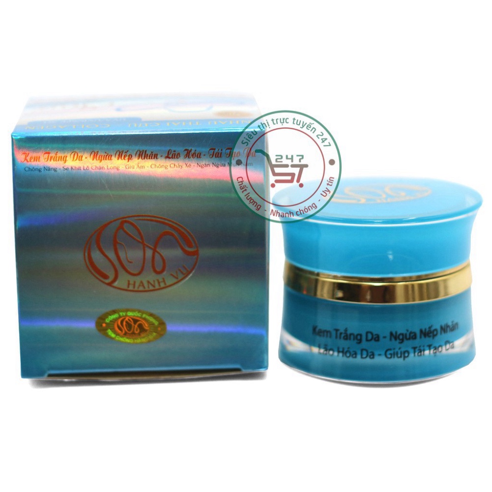 Kem dưỡng Trắng da mặt Ngừa nếp nhăn Lão hóa Tái tạo da SON nhau thai cừu Collagen 10g (Xanh dương)