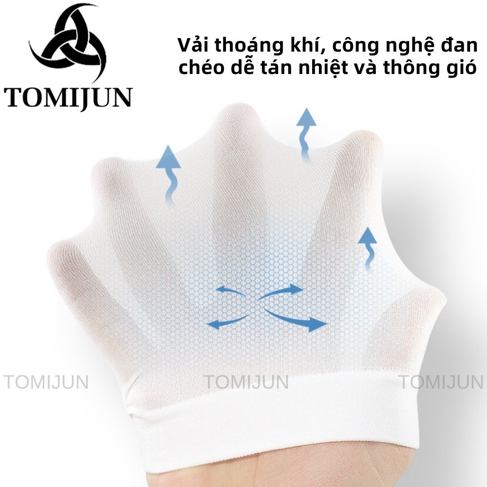 Găng tay chống nắng xỏ ngón, bao tay chơi thể thao ngoài trời, đi xe máy, chống tia UV, co giãn, dành cho nam nữ TOMIJUN