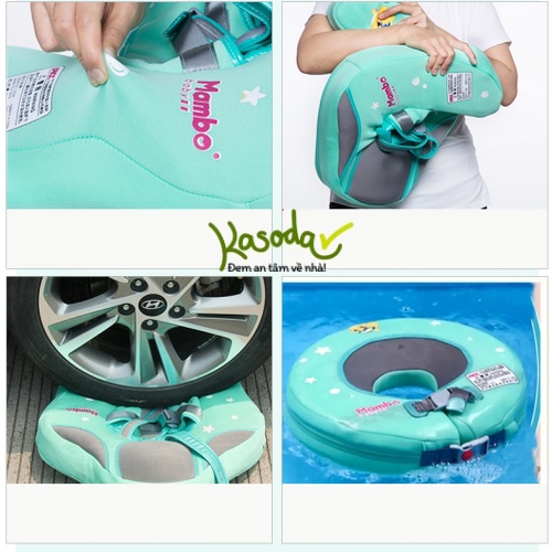 Phao bơi không bơm hơi PHAO NGỰC cho bé từ 3 tháng 1 2 tuổi phao chống lật đai an toàn Mambobaby