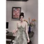 Đầm Voan Hoa 2 Dây Đuôi Bèo Xòe Chíp Eo Nơ Lưng - Vải Voan - 2 Màu Xanh, Nude - Dành Cho Nàng Đi Chơi, Dự Tiệc