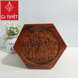 HỘP ĐỰNG CHÈ 3 ÔNG TAM ĐA GỖ HƯƠNG CAO CẤP