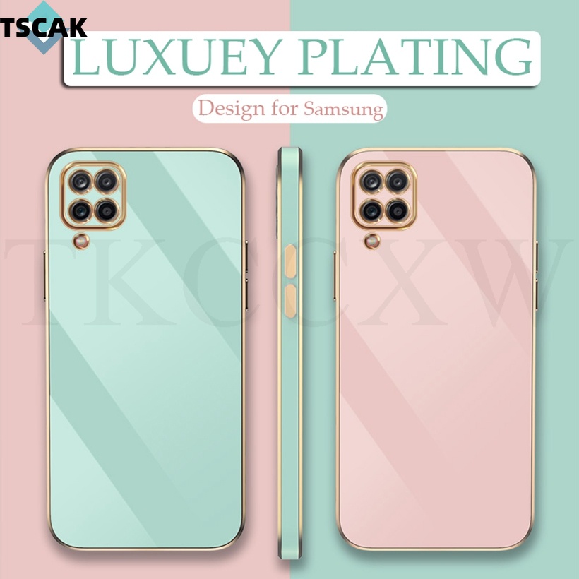 Ốp Điện Thoại Silicon Dẻo Mạ Màu Trơn 6D Sang Trọng Cho Samsung Galaxy M32 M51 M62 M30S M21 M42 M12