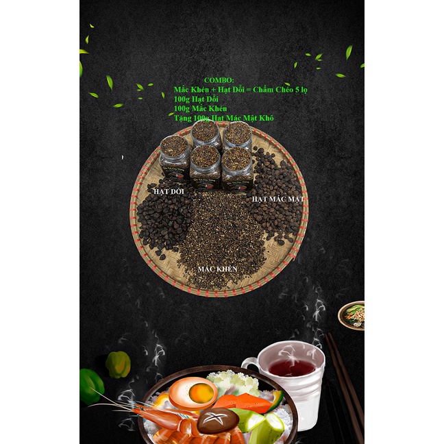Combo 5 lọ Mắc Khén, Hạt Dổi, Chẩm Chéo Gia Vị Tây Bắc Cực Ngon - Tặng 100g Móc Mật