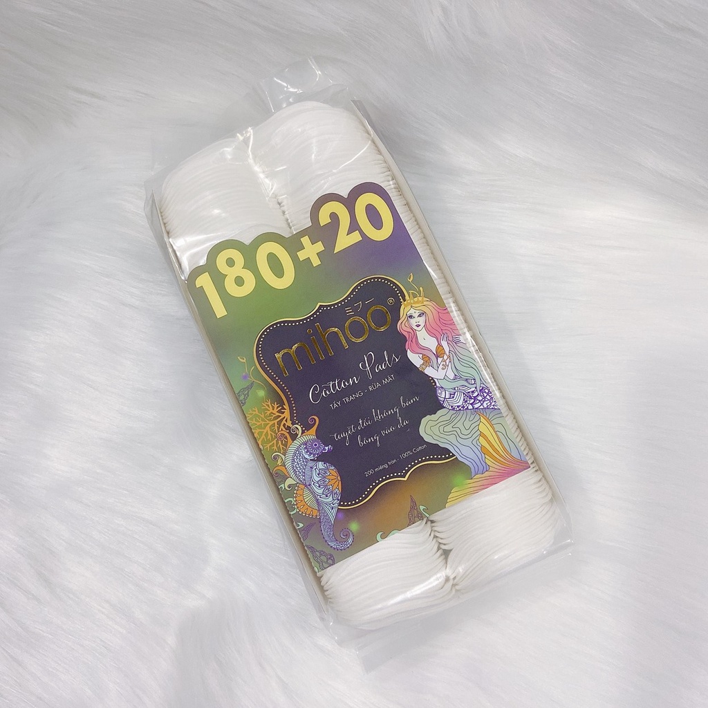 Ảnh Bông Tẩy Trang MIHOO 200 Miếng 100% Cotton 3