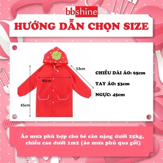 Áo mưa trẻ em loại 1 dày dặn xinh xắn cho bé 2 đến 8 tuổi - chống thấm nước