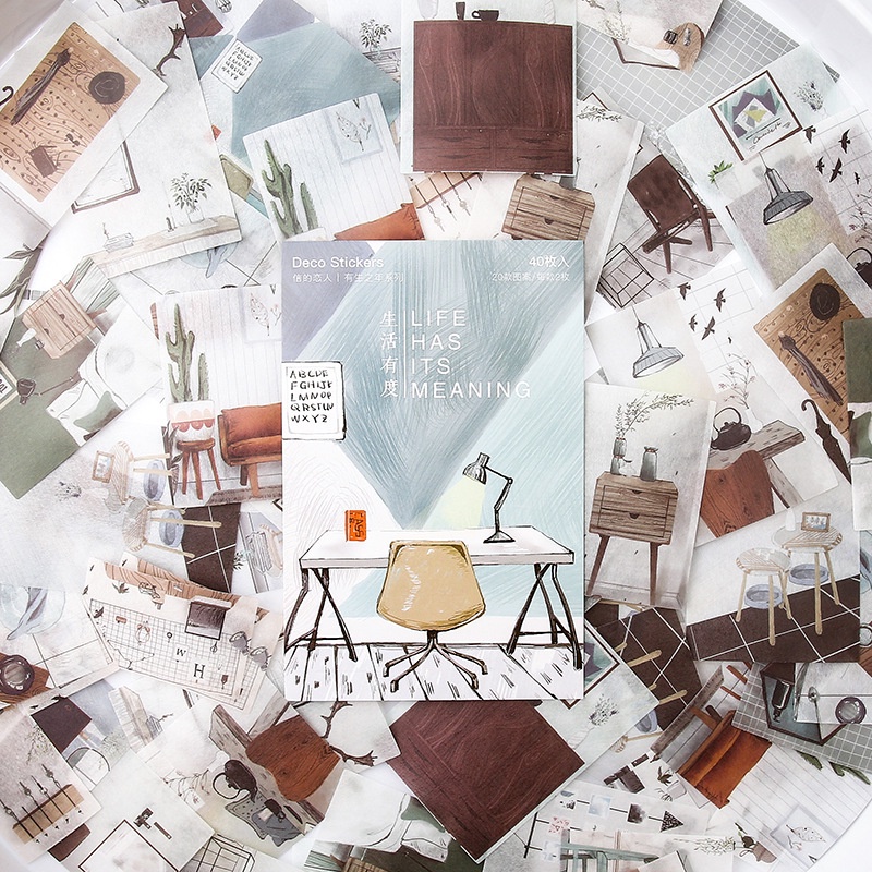 Sticker dán trang trí 40 miếng HD17-K72 dễ thương theo các tone màu DIY Crafts, Scrapbook, Journal, Diary, Planner