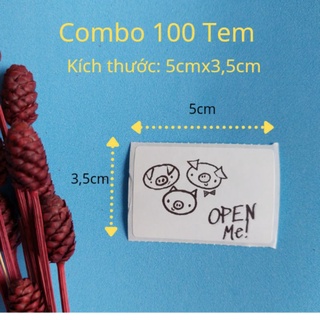 100 Tem Dán Niêm Phong Open Me kích thước 5x3cm
