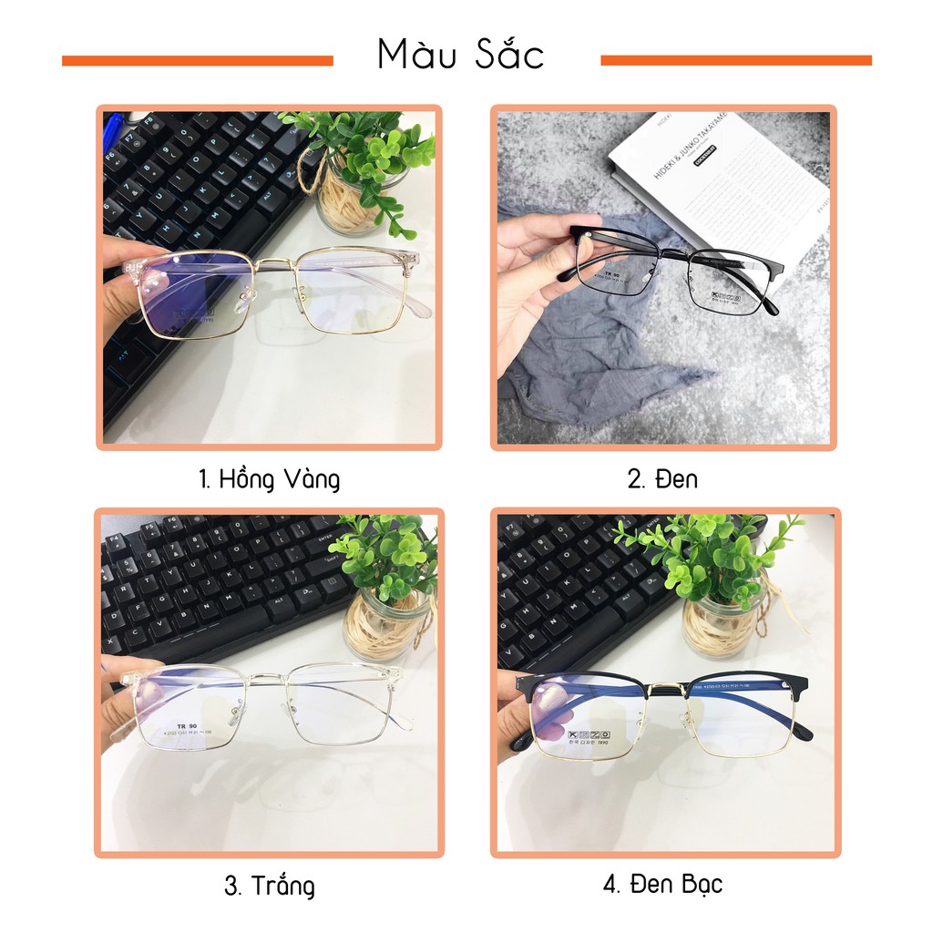 Ảnh Gọng kính cận nam nữ càng nhựa dẻo nhiều màu, dáng mắt chữ nhật công sở Lani 2723 3