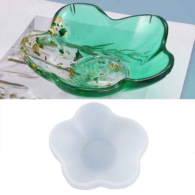 Flgo Khuôn Làm Đĩa Ăn Bằng Nhựa resin epoxy Hình Bông Hoa Xinh Xắn