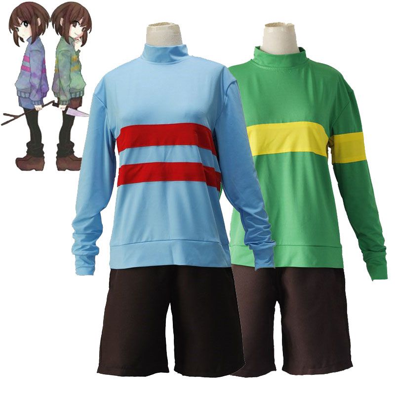 Frisk Undertale Chara Cosplay Áo Thun Áo Quần Short Trang Phục Trang Phục Quần