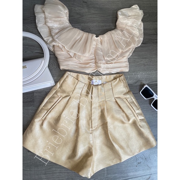 Set áo trễ vai + quần Briebrie cao cấp chât liệu gấm tapta, sang chảnh (bán tách set) - 260 | BigBuy360 - bigbuy360.vn