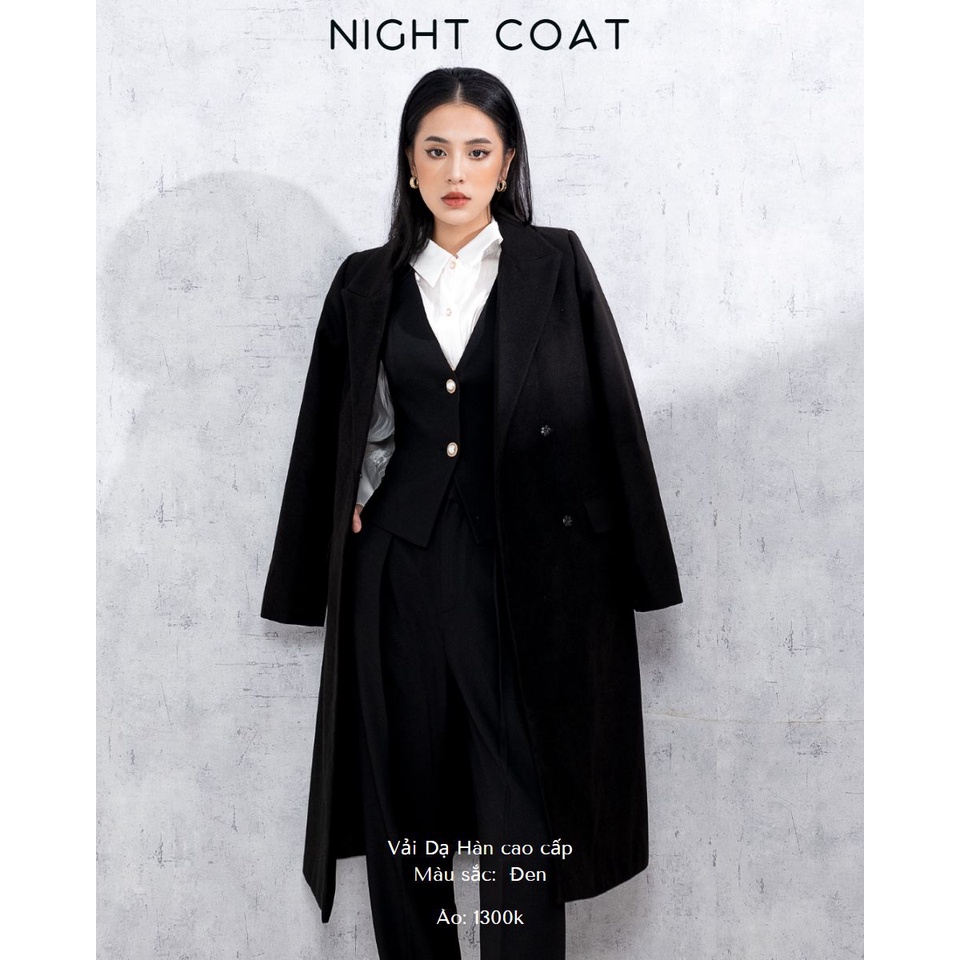 Áo Măng Tô Bassic ONMIX - Night Coat - Đen Trơn, Vải Dạ Hàn cao cấp