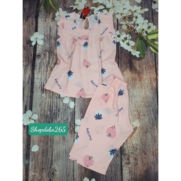 Đồ bộ nữ mặc nhà lửng vải lanh mềm,mịn,mát họa tiết hoa nhí dễ thương size 45-65kg.