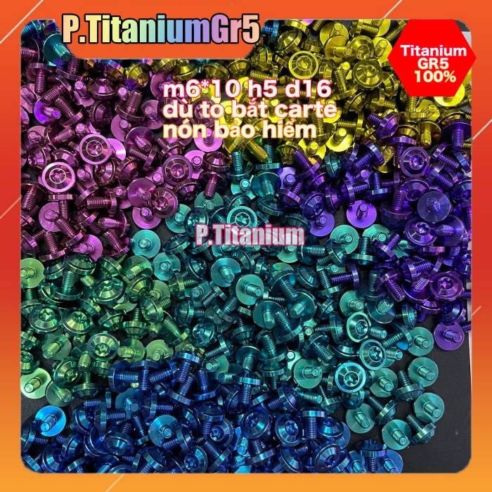 Ốc Titan 6li10 6ly10 dù to dày chuẩn Titan GR5 Xịn gắn carte , nón bảo hiểm