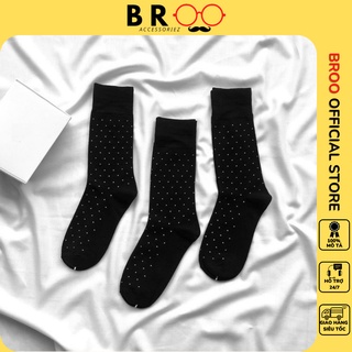 Tất vớ nam cao cấp họa tiết chấm bi cổ cao phong cách sang trọng, lịch lãm chất liệu cotton khử mùi