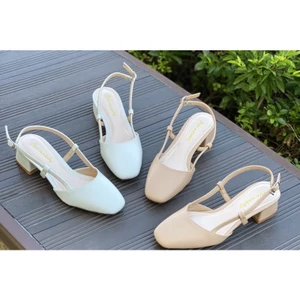 Giày sandal 3 phân mũi vuông Annmodels slingback hở gót phối dây mảnh _A1004 <HỖ TRỢ ĐỔI SIZE >