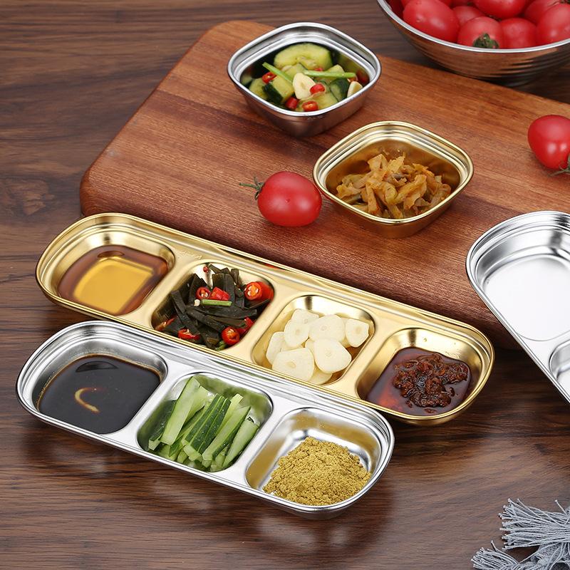 Khay INOX Nhiều Ngăn , Đĩa Nước Chấm Đựng Gia Vị 3, 4 Ngăn Chén Inox Mạ Nhỏ Để Dụng Cụ Y Tế 3006