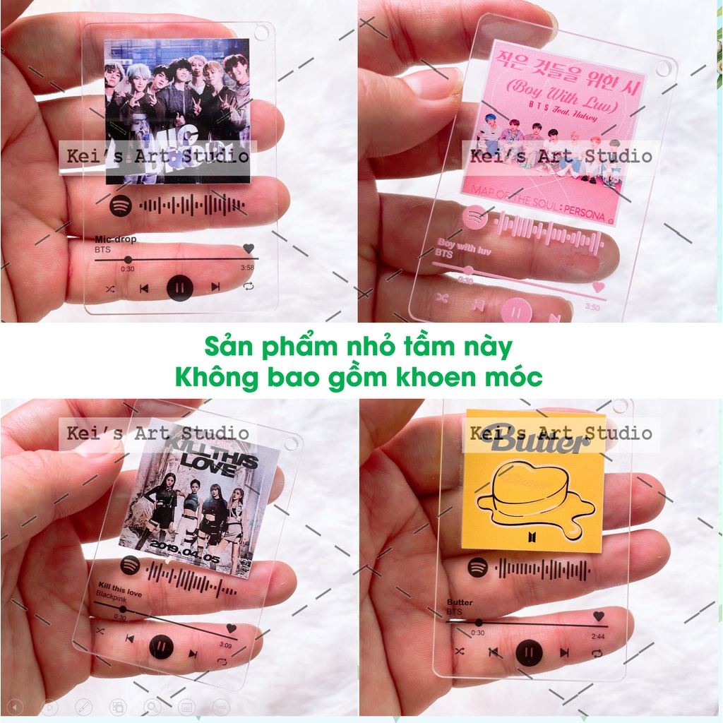 Móc khóa bài hát 5x7.5cm: big bang, red velvet, bts, blackpink, tara..