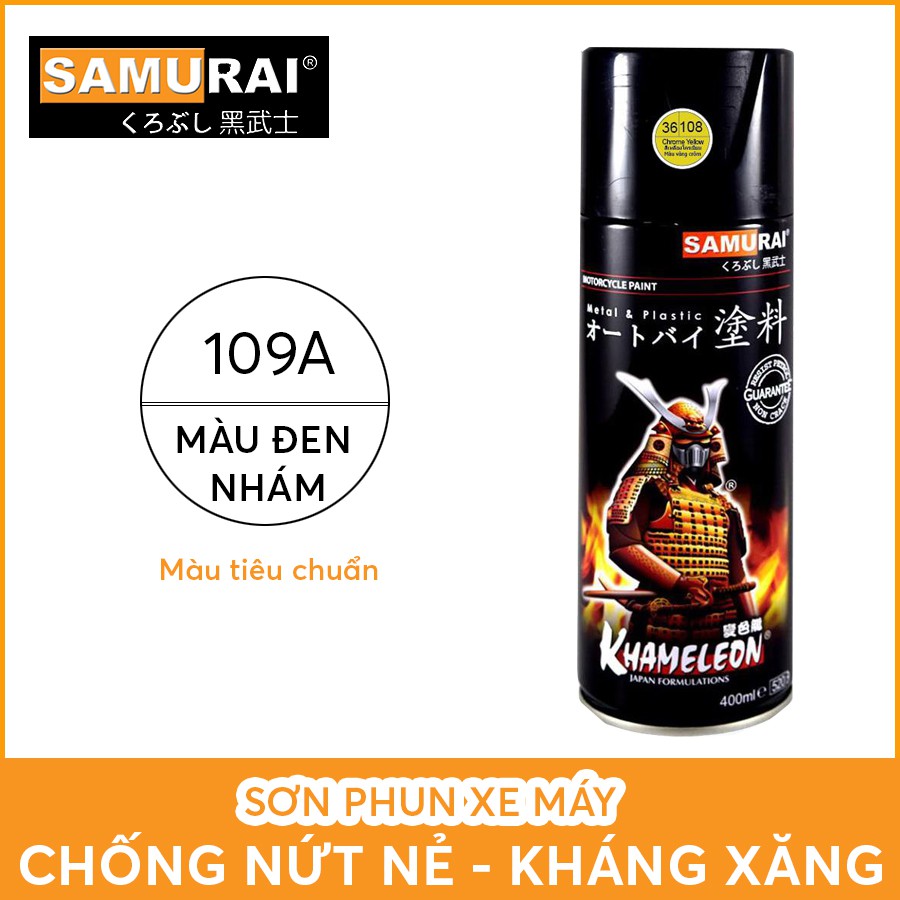 Sơn xịt Samurai màu đen nhám 109A | Shopee Việt Nam