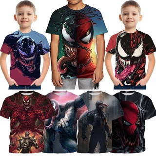 Marvel Venom Người Nhện Trẻ Em Đẹp Trai Áo Thun Nữ Tay Ngắn Trẻ Em Mùa Hè Khoa Học Viễn Tưởng Phim Áo Thun