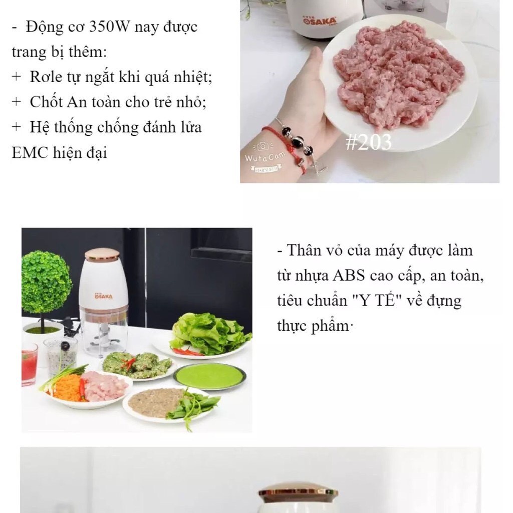 Máy xay sinh tố Osaka xay thịt cá xay đá xay hoa quả dung tích 700ml