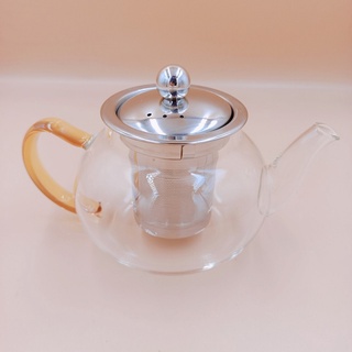Ấm Pha Trà Thủy Tinh Chịu Nhiệt Có Vòi , Lõi Lọc  inox 304 , Quai Vàng Cao Cấp